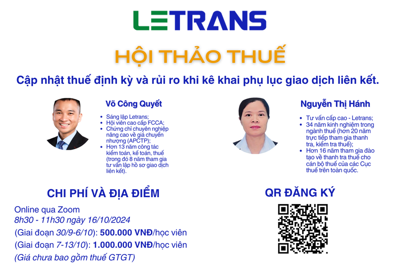 Cập nhật thuế định kỳ và rủi ro khi kê khai phụ lục giao dịch liên kết